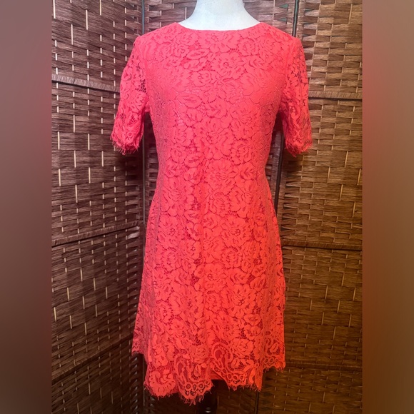 Jessica H Size 8 Coral Dress Lining with Lace overlay Business Cocktail - Picture 14 of 14